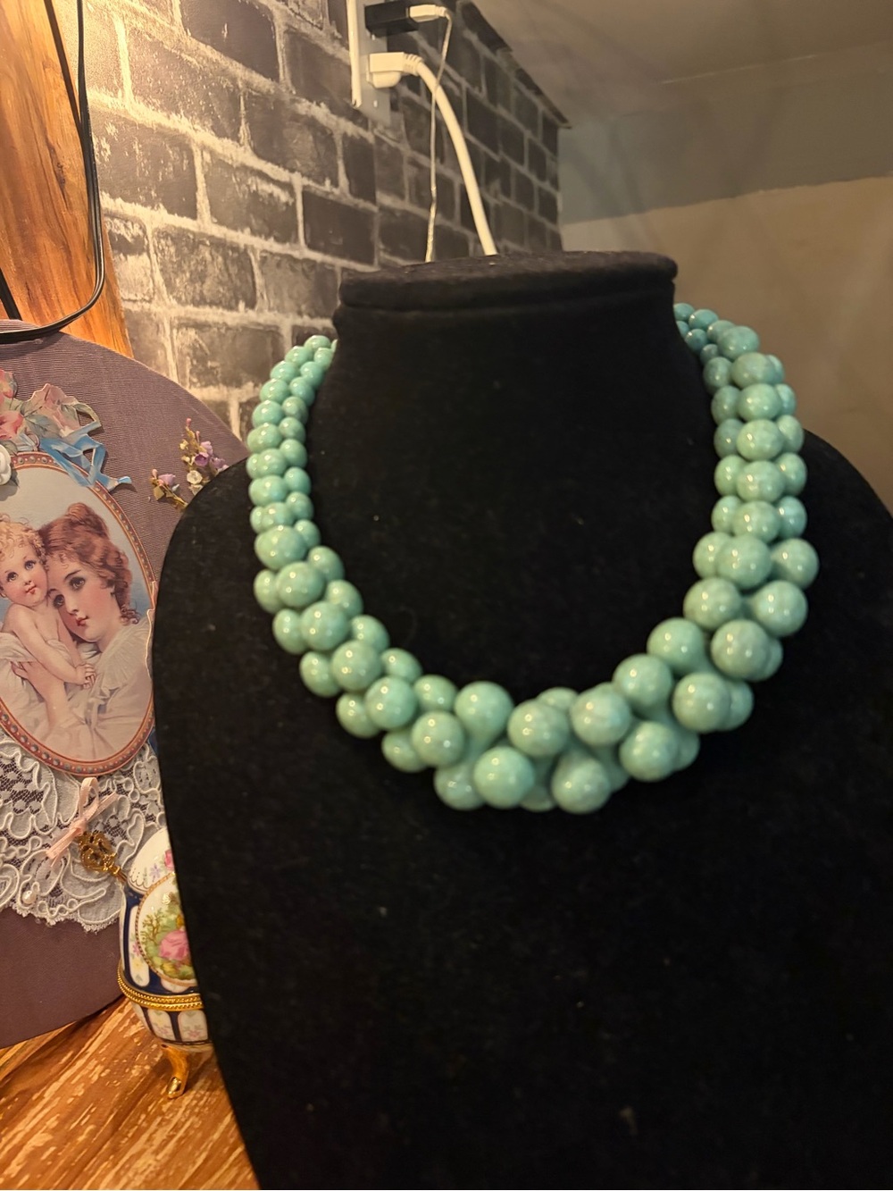 Turquoise Beaded Statement Necklace - Mint Blue Women Jewelry